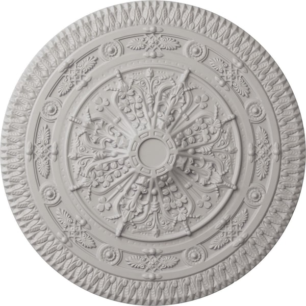 Ekena Millwork Naple Ceiling Medallion (Fits Canopies up to 3 3/8"), 37 1/2"OD x 3 3/8"P, Ultra Pure White CM37NAUWF - main